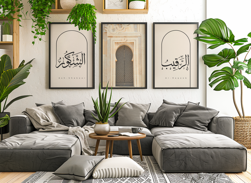 Islamischer Poster & Wandkunst mit der Tür der Hassan-II.-Moschee in Casablanca, Marokko