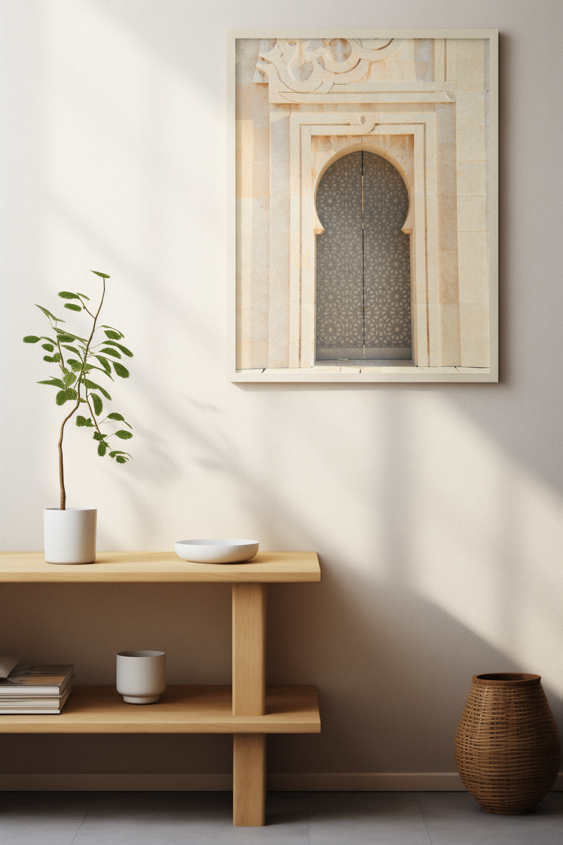 Islamischer Poster & Wandkunst mit der Tür der Hassan-II.-Moschee in Casablanca, Marokko
