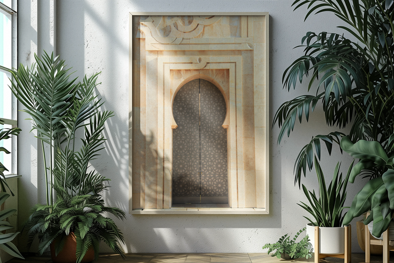Islamischer Poster & Wandkunst mit der Tür der Hassan-II.-Moschee in Casablanca, Marokko