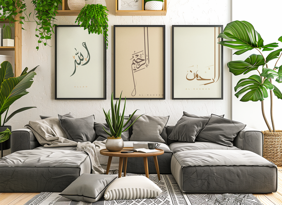 Islamischer Poster Wandkunst mit Allah Ar Rahman Ar Rahiim